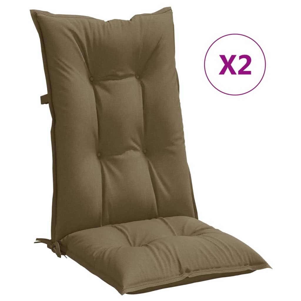 Stolsdynor högt ryggstöd 2 st melerad taupe 120x50x7 cm tyg