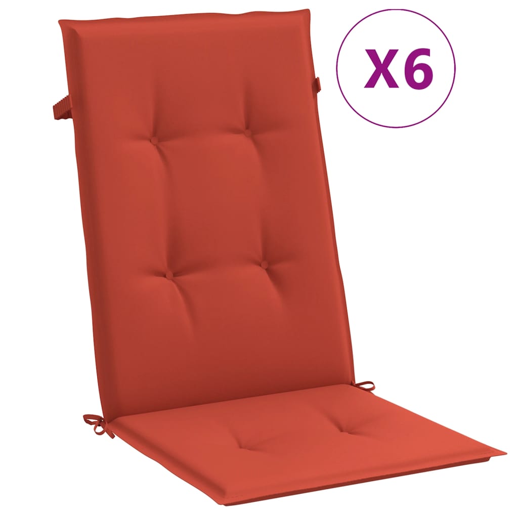 Stolsdynor högt ryggstöd 6 st melerad röd 120x50x4 cm tyg