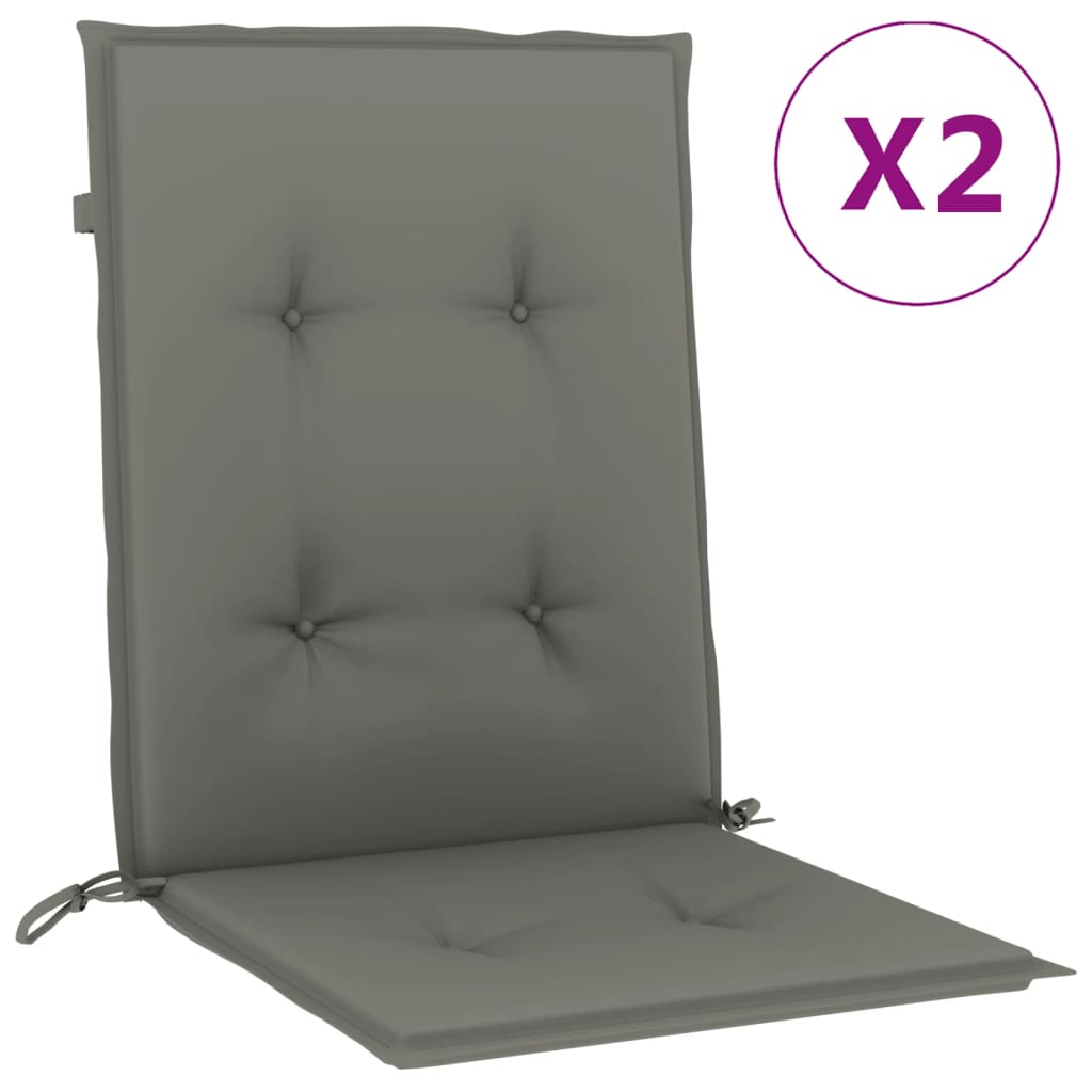 Stolsdynor lågt ryggstöd 2 st melerad mörkgrå 100x50x4 cm tyg