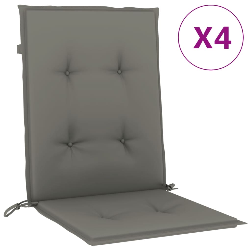 Stolsdynor lågt ryggstöd 4 st melerad mörkgrå 100x50x4 cm tyg