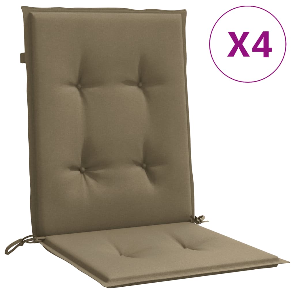 Stolsdynor lågt ryggstöd 4 st melerad taupe 100x50x4 cm tyg