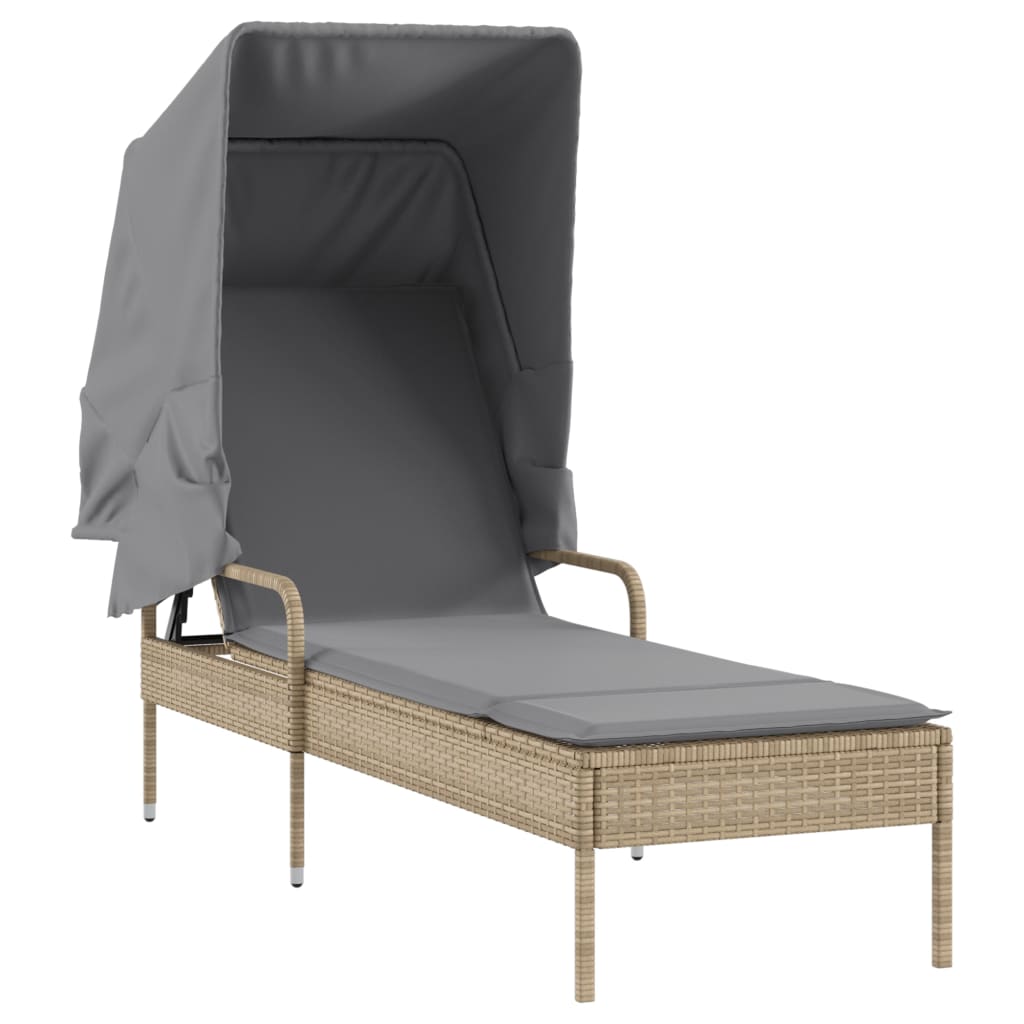 Solsäng med tak beige konstrotting