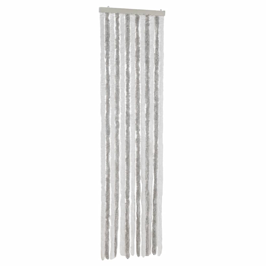 Insektsgardin ljusgrå och vit 56x185 cm chenille