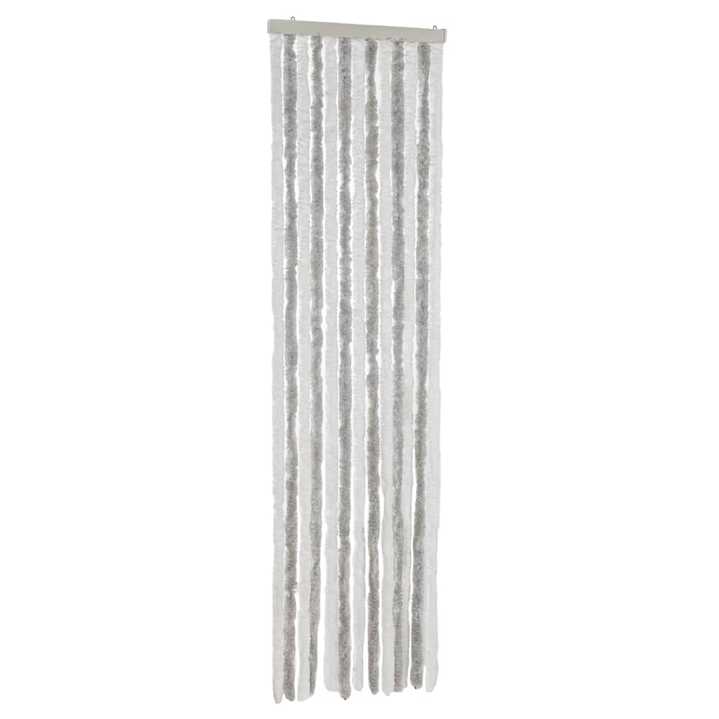 Insektsgardin ljusgrå och vit 56x200 cm chenille