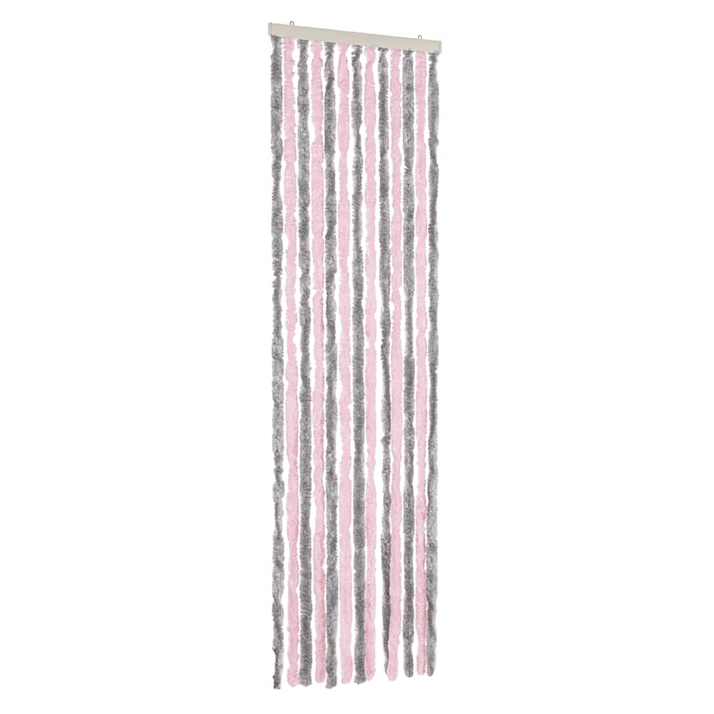 Insektsgardin silvergrå och rosa 56x185 cm chenille