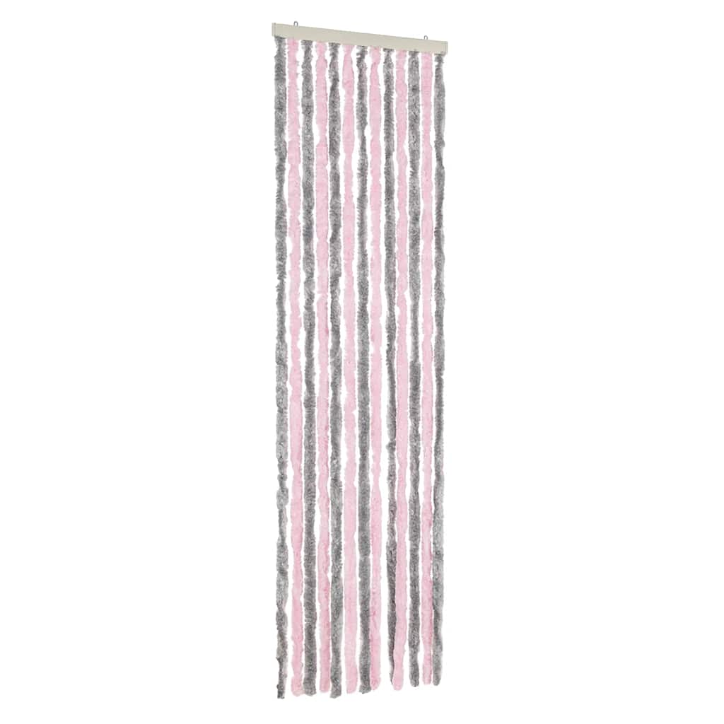 Insektsgardin silvergrå och rosa 56x200 cm chenille