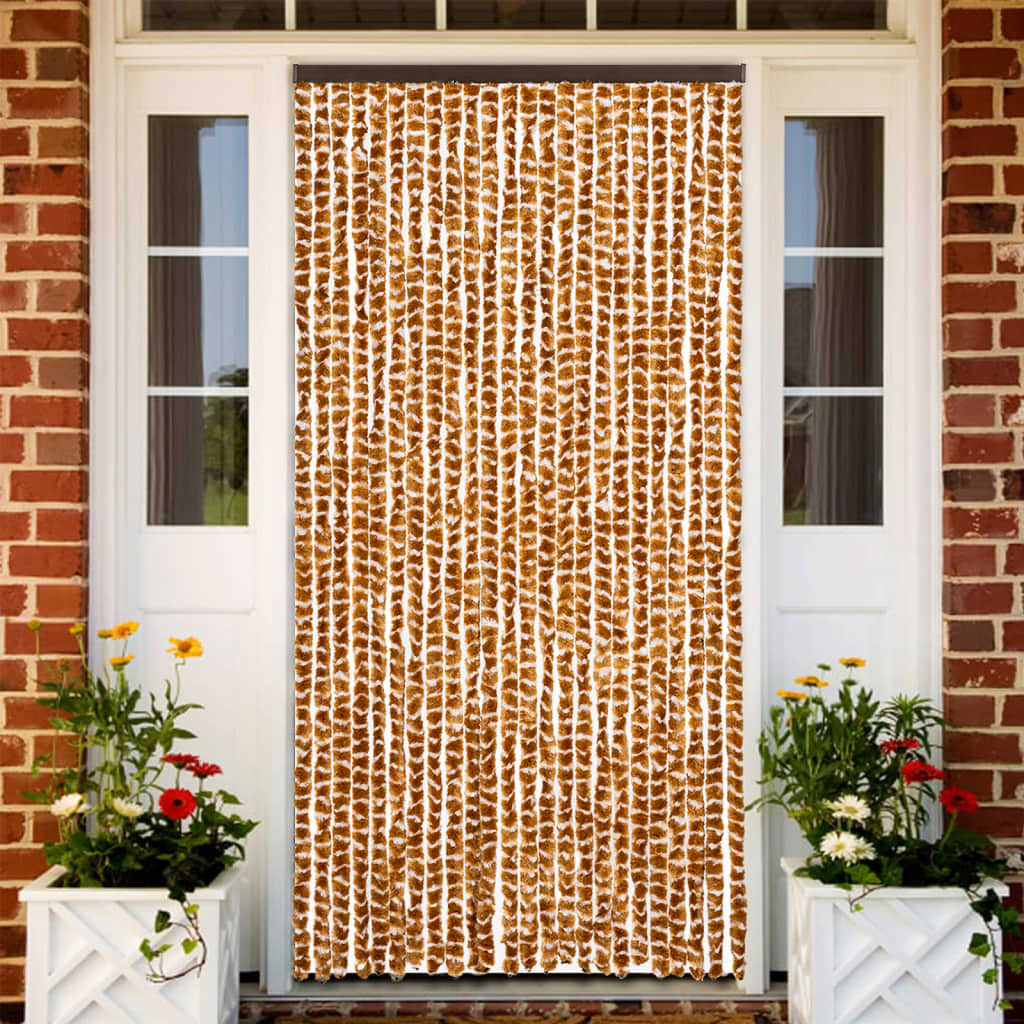 Insektsgardin ockra och vit 100x230 cm chenille