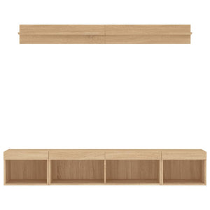 Tv-bänk 5 delar LED sonoma-ek konstruerat trä