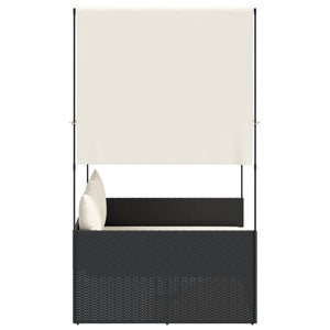 Dubbel solsäng med tak och dynor svart konstrotting