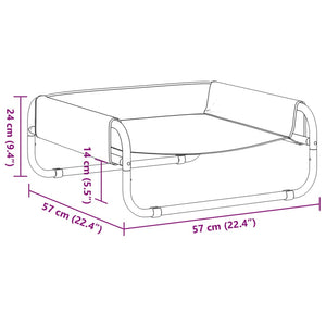 Upphöjd hundbädd antracit oxfordtyg och stål