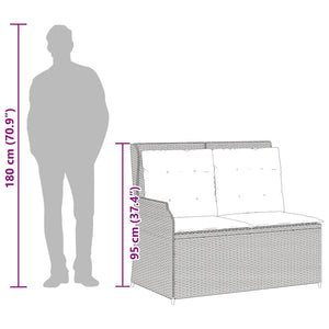 Justerbar trädgårdsbänk med dynor svart konstrotting