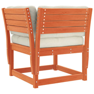 Soffgrupp för trädgården med dynor 6 delar vaxbrun massiv furu