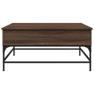 Soffbord brun ek 95x95x45 cm konstruerat trä och metall