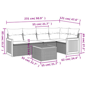 Loungegrupp med dynor 6 delar svart konstrotting