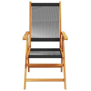 Justerbara trädgårdsstolar 4 st svart massivt akaciaträ