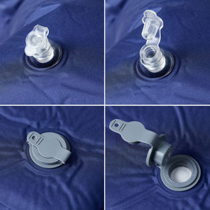 Självuppblåsande campingmadrass med kudde 1 person marinblå