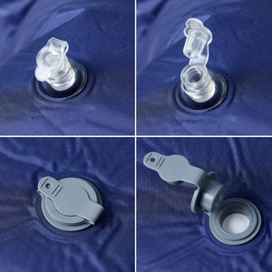 Självuppblåsande campingmadrass med kudde 1 person marinblå