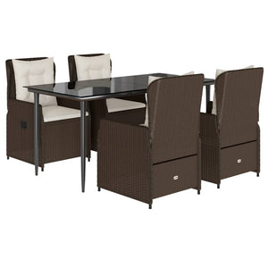 Matgrupp för trädgården med dynor 5 delar brun konstrotting