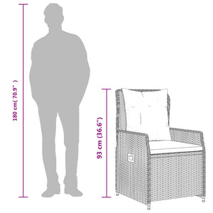 Matgrupp för trädgården med dynor 9 delar beige konstrotting