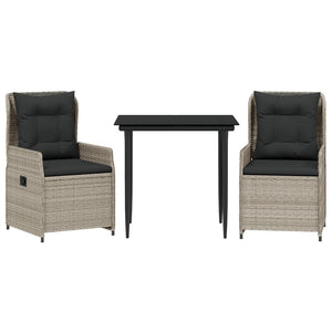 Matgrupp för trädgården med dynor 3 delar ljusgrå konstrottning