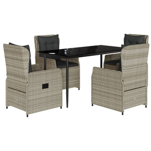 Matgrupp för trädgården med dynor 5 delar ljusgrå konstrottning