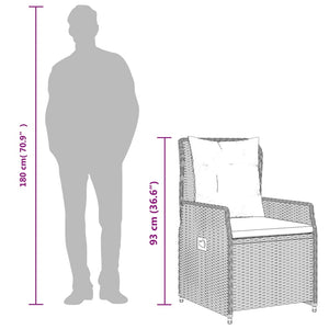 Matgrupp för trädgården med dynor 7 delar ljusgrå konstrotting