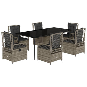 Matgrupp för trädgården med dynor 7 delar grå konstrotting