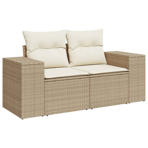 Loungegrupp för trädgården m. dynor 11 delar beige konstrotting