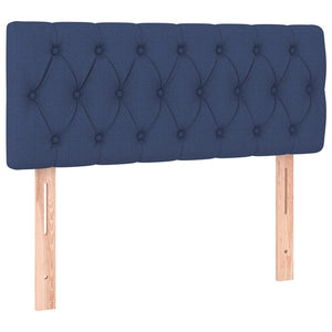 Ramsäng med madrass & LED blå 120x190 cm tyg