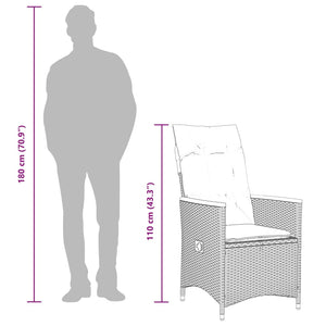 Matgrupp för trädgården med dynor 9 delar svart konstrottning