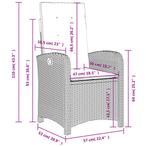 Matgrupp för trädgården med dynor 4 delar svart konstrottning