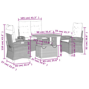 Soffgrupp för trädgården med dynor 4 delar beige konstrotting