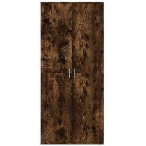 Högskåp rökfärgad ek 80x35x180 cm konstruerat trä