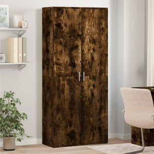 Högskåp rökfärgad ek 80x35x180 cm konstruerat trä