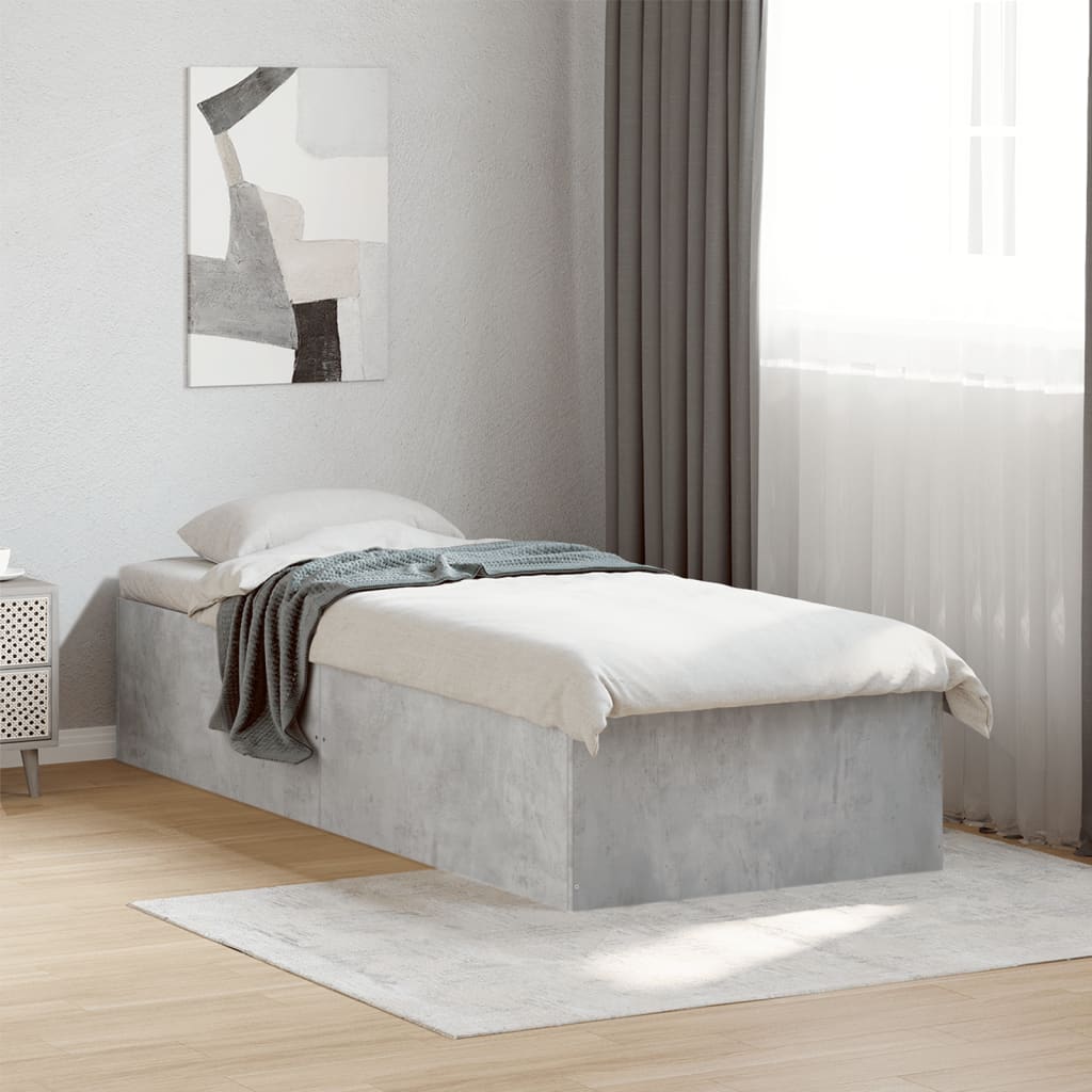 Sängram betonggrå 75x190 cm konstruerad trä
