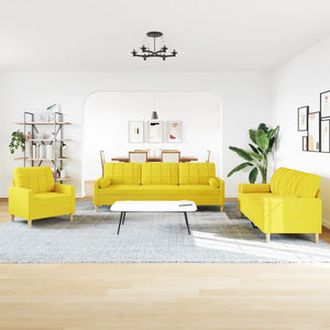 Soffgrupp med kuddar 3 delar ljusgul tyg