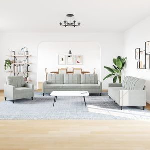 Soffgrupp med dynor 4 delar ljusgrå sammet