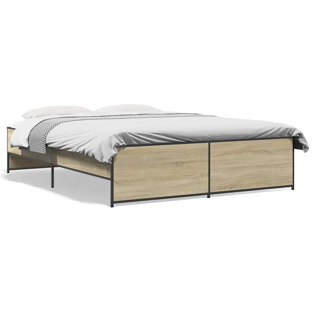 Sängram sonoma-ek 140x200 cm konstruerad trä och metall