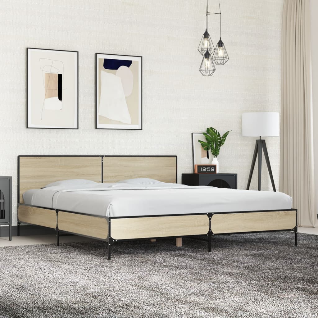 Sängram sonoma-ek 180x200 cm konstruerat trä och metall