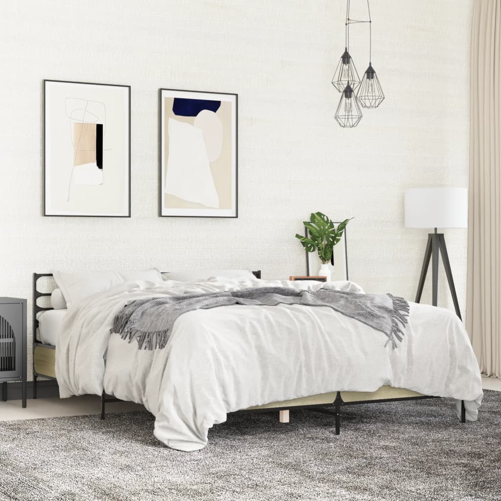 Sängram sonoma-ek 150x200 cm konstruerad trä och metall