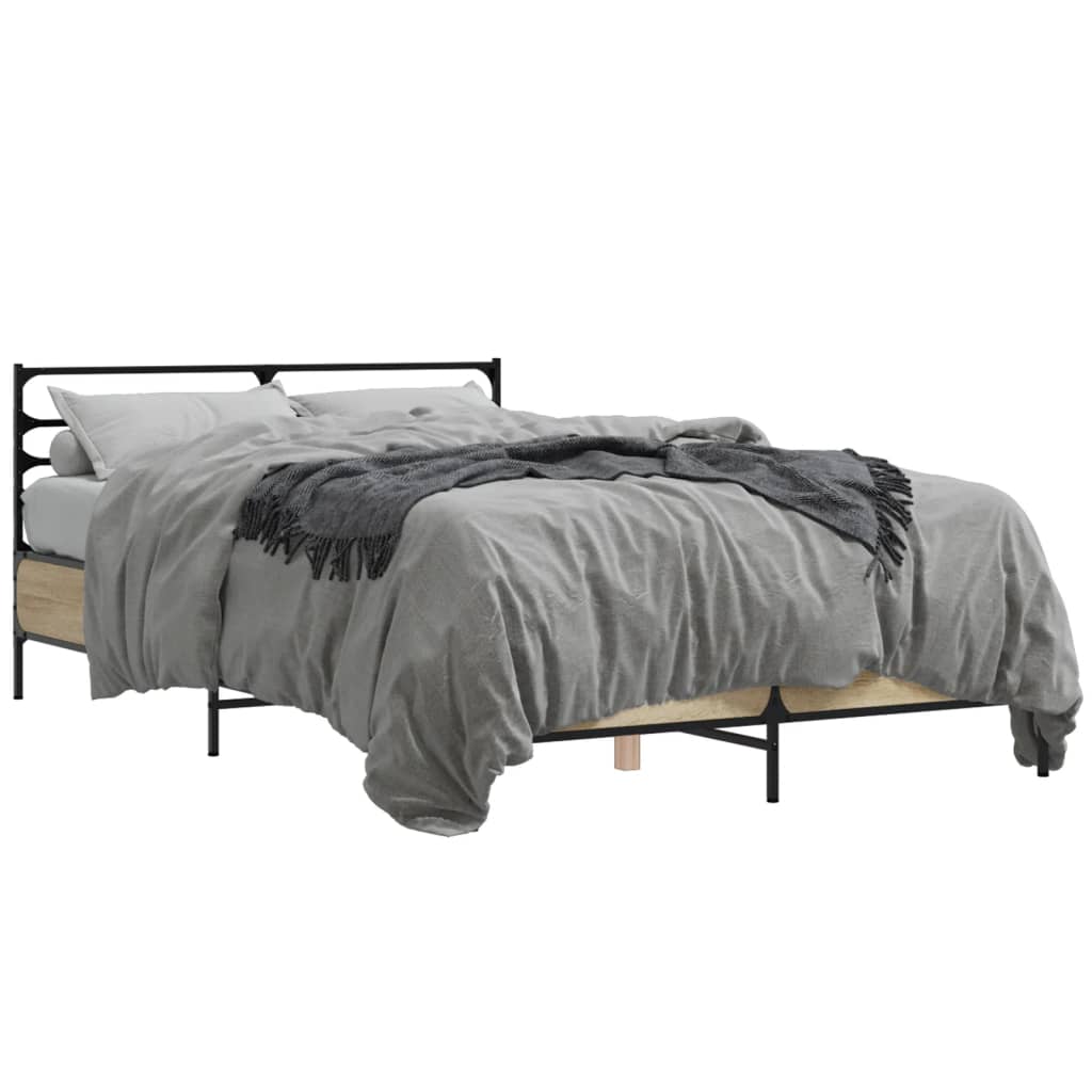 Sängram sonoma-ek 120x190 cm konstruerat trä och metall