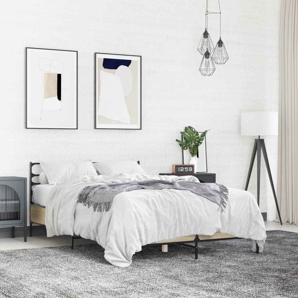 Sängram sonoma-ek 120x190 cm konstruerat trä och metall