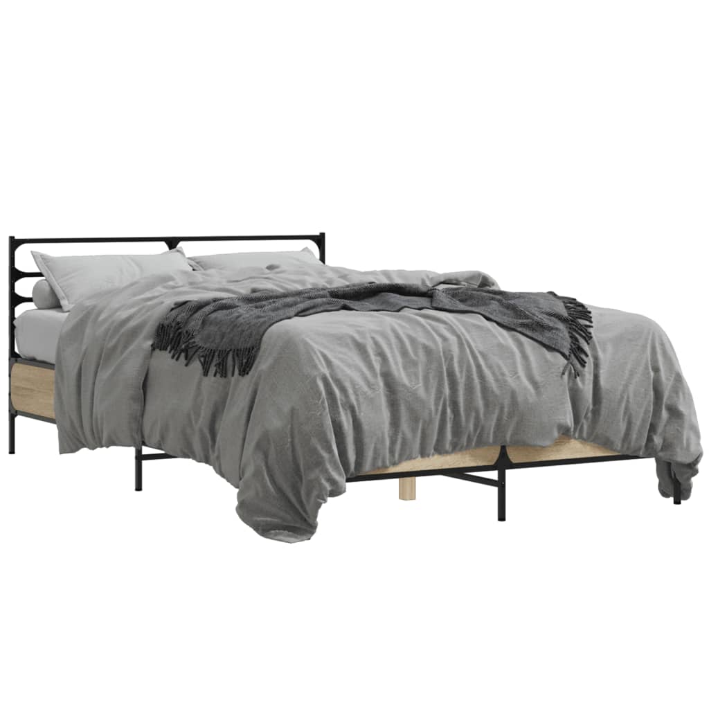 Sängram sonoma-ek 140x190 cm konstruerat trä och metall