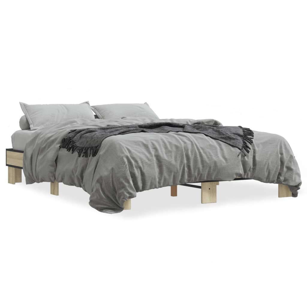 Sängram sonoma-ek 150x200 cm konstruerad trä och metall