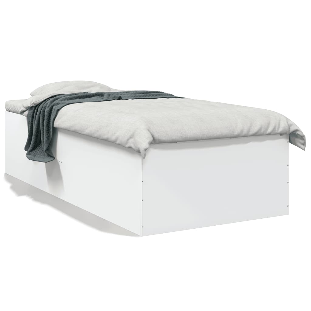 Sängram vit 90x200 cm konstruerat trä