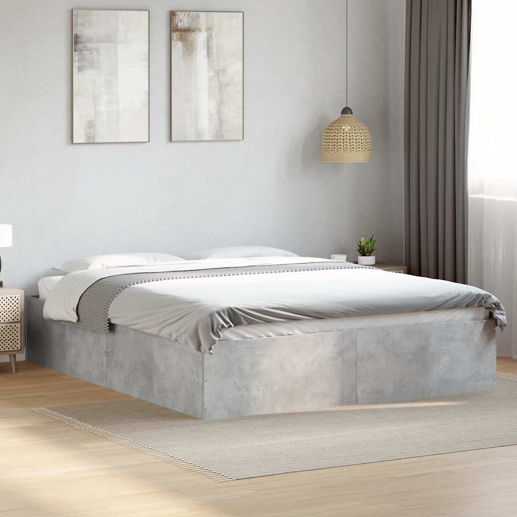 Sängram betonggrå 150x200 cm konstruerad trä