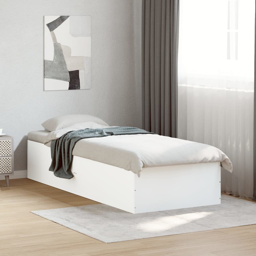 Sängram vit 90x200 cm konstruerat trä