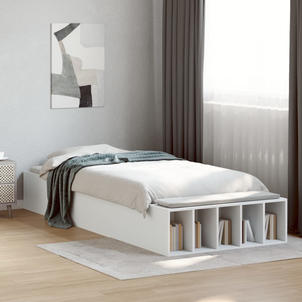 Sängram vit 100x200 cm konstruerad trä