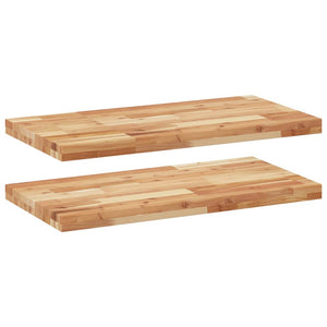 Svävande hyllor 2 st 80x40x4 cm behandlat massivt akaciaträ