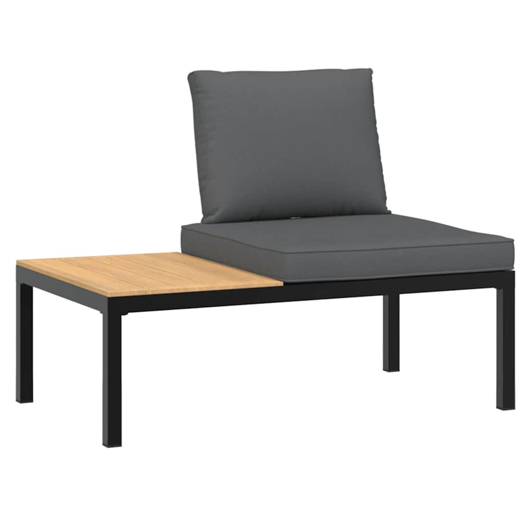 Trädgårdsbänk med dynor svart aluminium